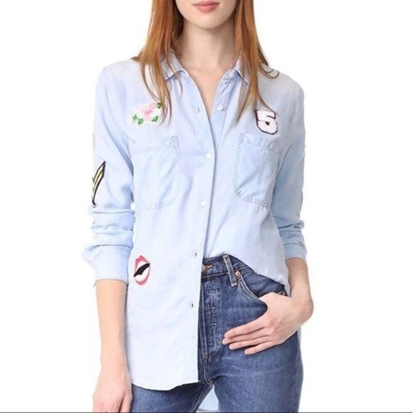 ‼️SALE‼️ Rails Light Blue Embroidered Button-Up Shirt - Picture 1 of 10